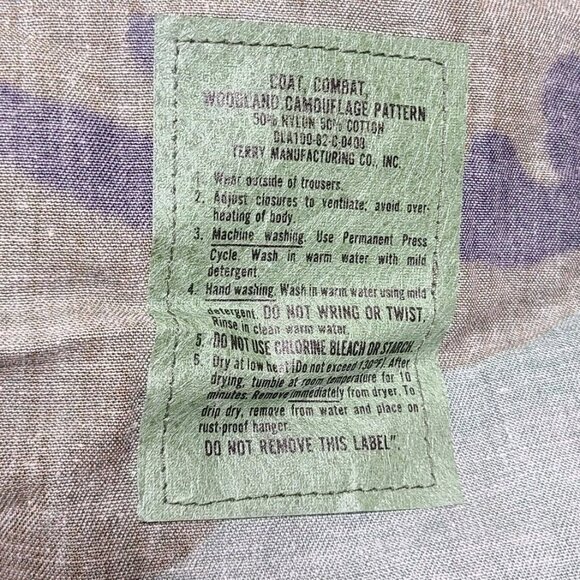 Military Coat DLA100-83-C-0408 Camouflage Combat Woodland Pattern Size L Long - Picture 4 of 14